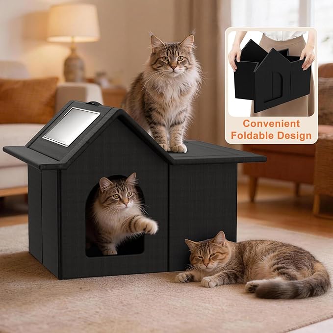 Outdoor Cat House, Weatherproof Pet Shelter for Cats, Durable Cat Bed for Outdoor Indoor, Easy Assembly
