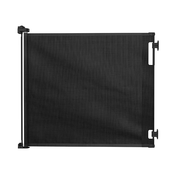 Retractable Baby Gate Perma Child Safety 41" Tall x 71” Wide, Mesh, for Stairs, Doorways, Dogs, Pets, Indoor, Outdoor, One-Handed Operation, Locking, Easy Install, Hardware Mount, Black