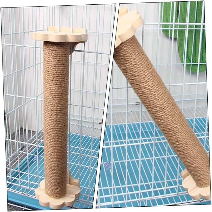Toyvian Cat Scratching Post and Reusable Wear-Resistant Sisal Pole with Solid Wood Core 40cm for Cat Cage Accessory Indoor Kitten Self-Grooming Furniture