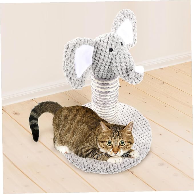 BESTonZON 2pcs Cat Scratching Post Set with Wear-Resistant Sisal Small Elephant and Zebra Design Comfortable Kitten Climber for Indoor Cats