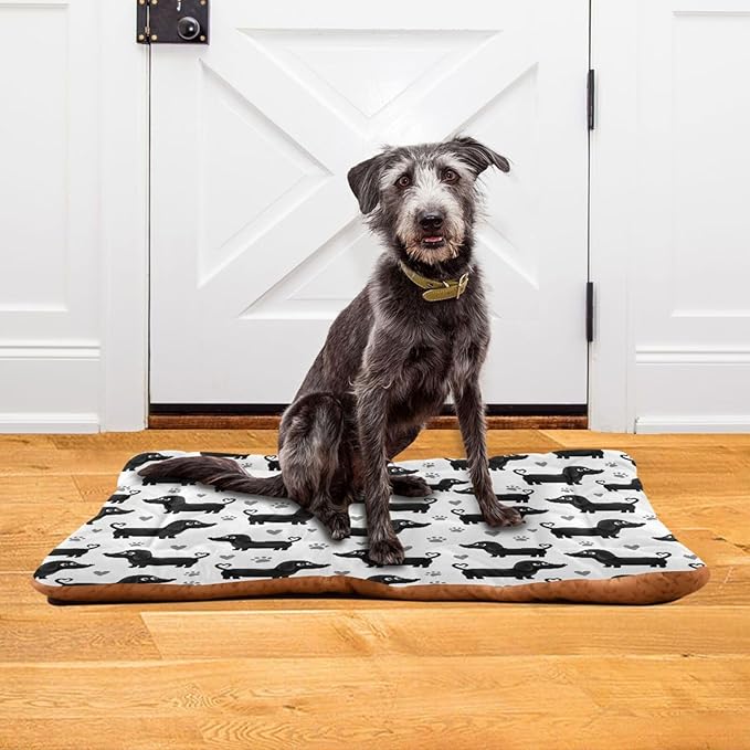 Dog Bed for Crate Washable Pet Sleep Pad, Dachshund Kennel Mat with Non-Slip Bottom, Soft Fluffy Supplies Pet for Dogs and Cats (24x18 inch)