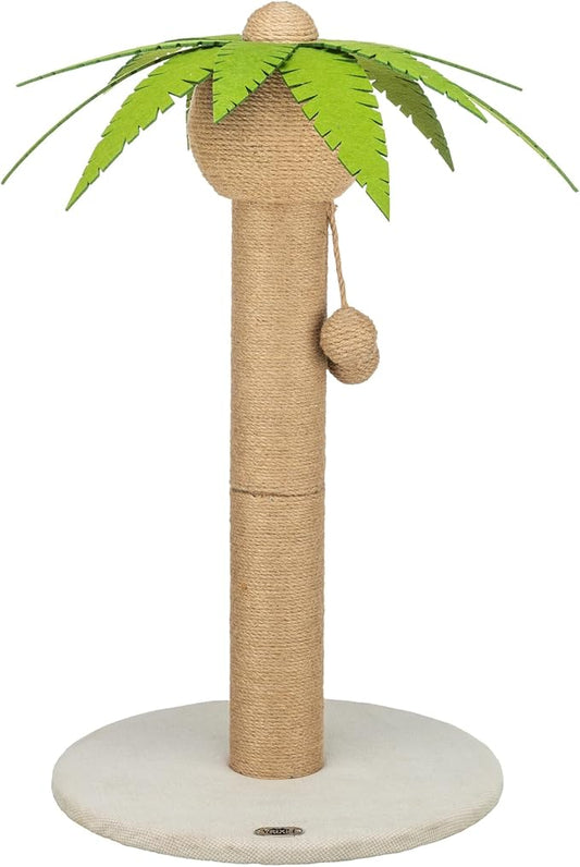 Trixie Palmela 25" Jute Scratching Post - Cute Whimsical Cat Palm-Tree with Dangling Toys - Indoor Cat Scratcher Furniture