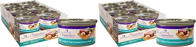 Wellness CORE Signature Selects Flaked Adult Wet Cat Food,Natural,Protein-Rich,Grain Free,2.8 Ounce (Skipjack Tuna & Shrimp),(Pack of 24)