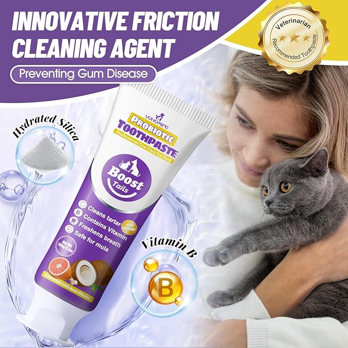 Natural Coconut Oil Cat & Dog Toothpaste.Enzymatic & Probiotic Formula with VitaminB. Gently Reduces Plaque, Tartar & Bad Breath. SGS Certified – Passed 43 Safety Tests. 3.52oz–Coconut Chicken Flavor