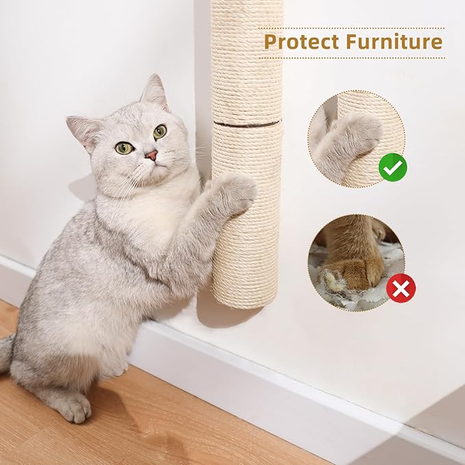 Cat Scratching Post, Wall-Mounted Scratching Post, Sisal Cat Scratcher, 28.91in Cat Scratchers for Indoor Cats