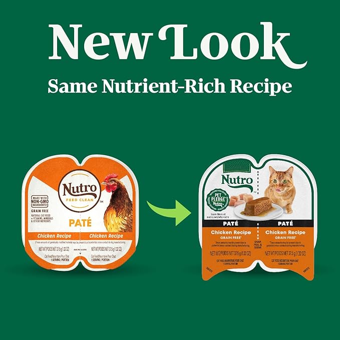 Nutro Perfect Portions Wet Cat Food Pate, Cat Food Wet Chicken Recipe, 2.64 oz. Twin-Pack Trays (24 Count, Pack of 1)