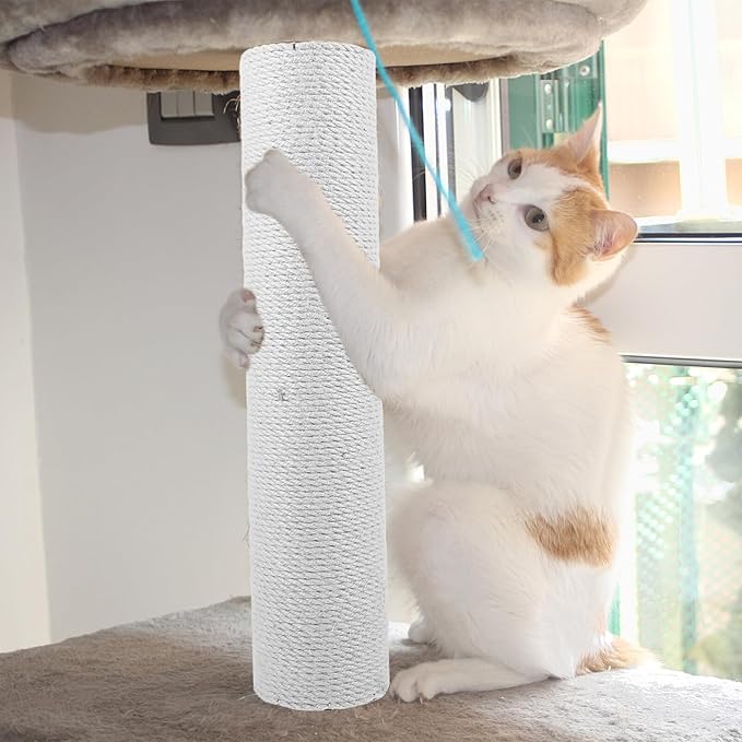 POPETPOP Cat Scratching Post Twine Adorable Scratcher for Indoor Cats and Wear-Resistant Design for Healthy Claws and Fun Playtime