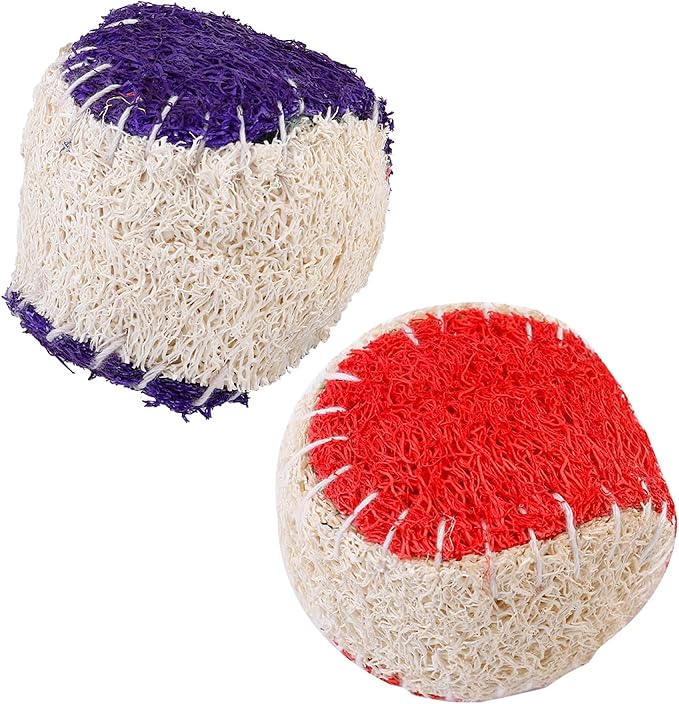 Dog Chew Tennis Ball 2pcs Natural Loofah Interactive Puppy Chewing Training Supplies Sturdy Pet Ball for Dogs Random Color