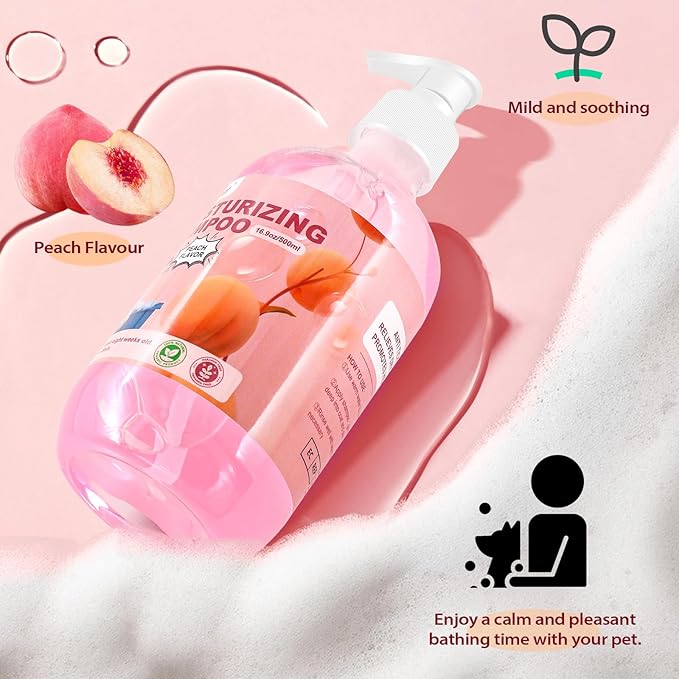 Pet Shampoo Soothe Sensitive Skin, Grooming Shampoo for Dogs and Cats, Pet Friendly Formula Deodorizing Dog Shampoo- Pet Supplies by Xcdsxer (17 Oz)