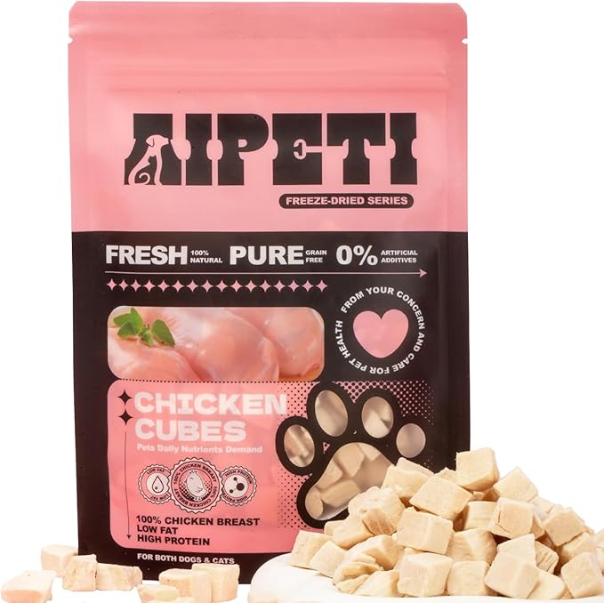 Freeze Dried Chicken Cats & Dogs Treats 80g, Single Ingredient, Premium Quality High Protein Training Treats, Low Fat for Weight Management, Grain Free, Gluten Free, Filler Free
