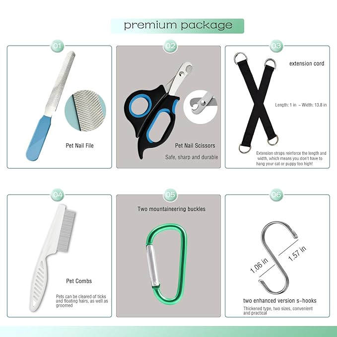 Pet Grooming Hammock with Safety Belt for Nail Clipping, Cat Bathing Bag for Nail Trimming, Dog Grooming Harness (XS, Check Size Chart)