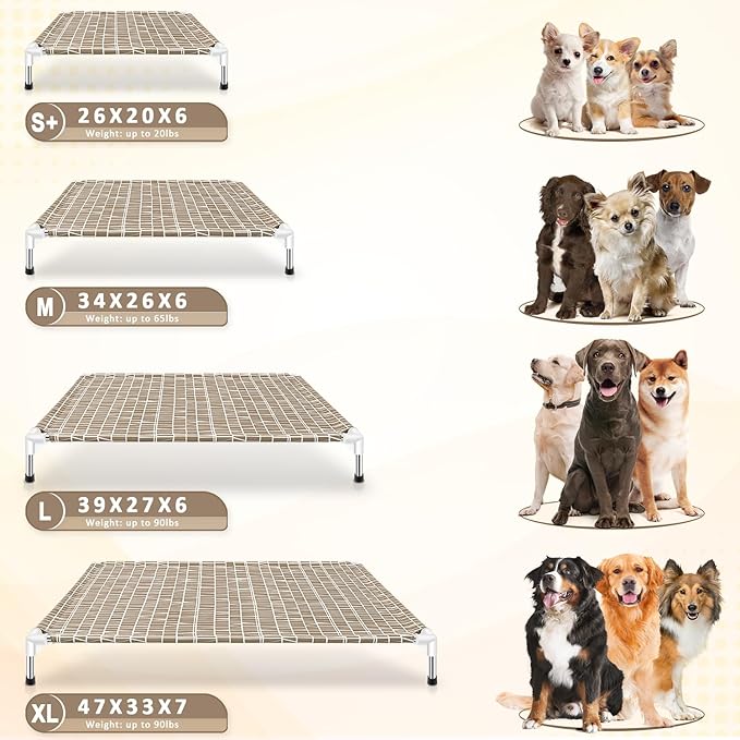 Elevated Dog Bed - Raised Pet Cot for Large Dogs, Portable Indoor & Outdoor Dog cot Bed, Soft and Comfortable, Pet Bed for Camping or Beach, XL