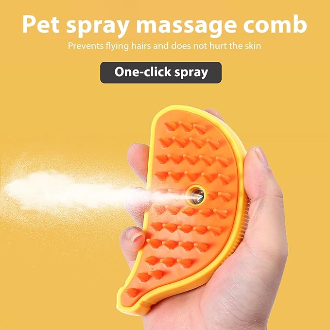 Cat Steam Brush, 3 in 1 Self Cleaning Cat Deshedding Brush, Cat Grooming Brush, Pet Comb Massage Brush, Rechargeable Cat Hair Brush, Steamy Cat Grooming Brush for Removing Tangled and Loose Hair (A)
