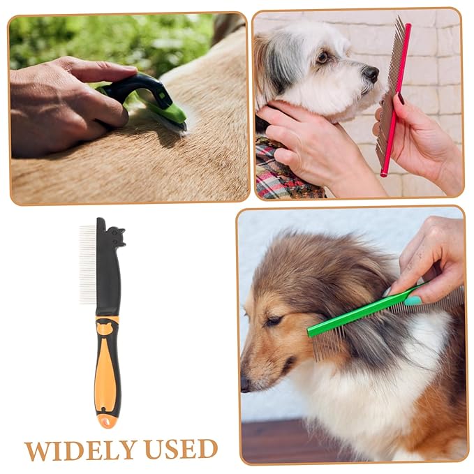 YARNOW Dog Hair Comb Stainless Steel Dematting Rake Multi-function Pet Grooming Comb Small Portable Household Dog Supplies for Tangled and Loose Fur Removal