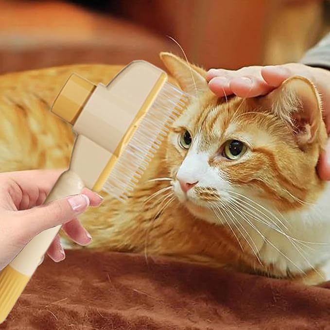 Pet Knotting Comb for Dogs, Cat Grooming Comb for Hair Knots, Puppy Grooming Combs, Pet Hair Remover Combs, Flea Cleaning Brush with Button Function