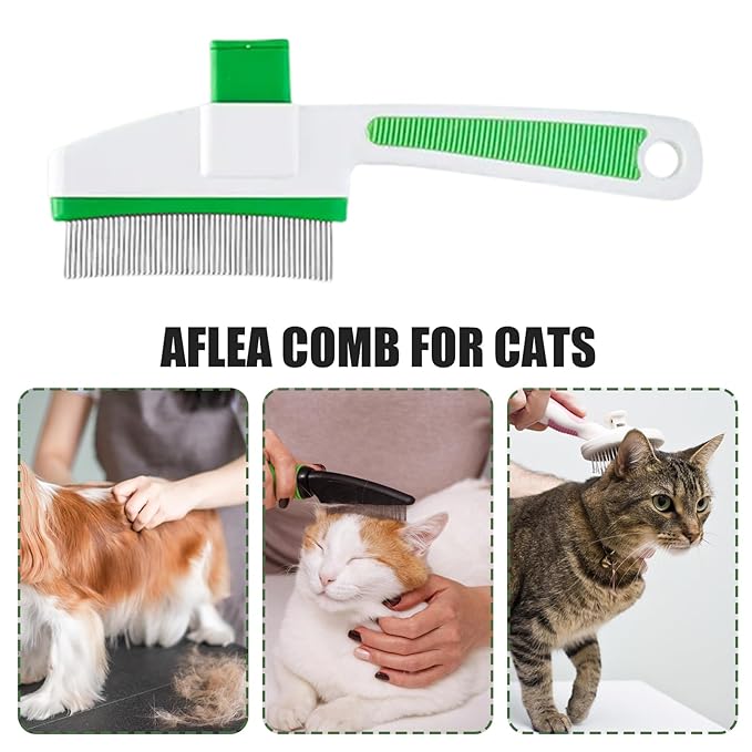 Cat Hair Brush for Dogs and Cats, Dog Grooming Supplies with Easy Release Button, Puppy Flea Cleaning Comb for Bathing Long and Short Hair Pets, Indoor Outdoor Removal, Soft Gentle Grooming Tool