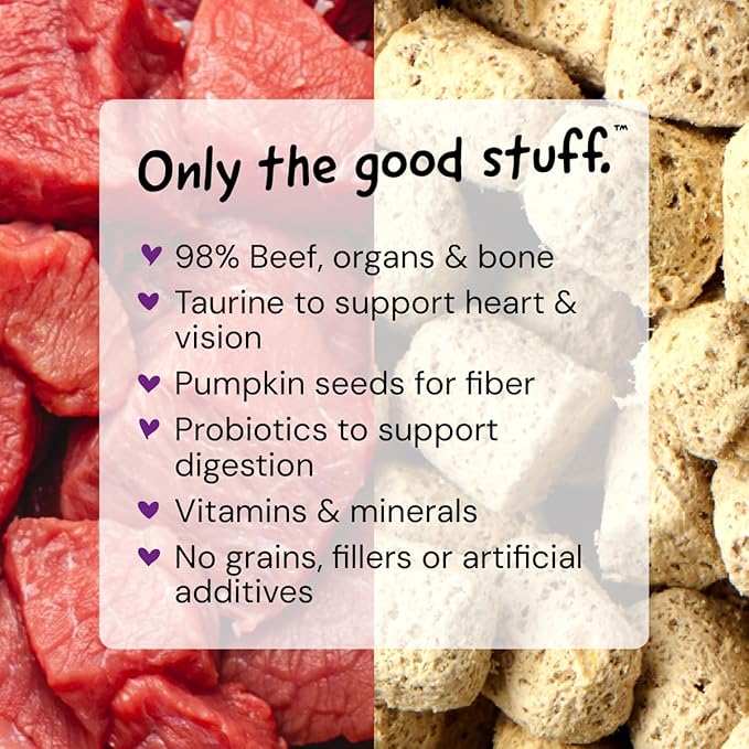 Stella & Chewy's Freeze-Dried Raw Cat Dinner Morsels - Premium Beef Recipe with 98% Grass-Fed Meat & Organs - Natural Grain-Free Cat & Kitten Food - Made in USA - 8 oz