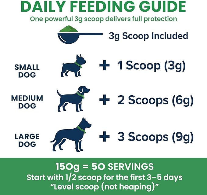 Dog Dental Powder & Breath Freshener - No-Brush Teeth Cleaning Food Topper for Plaque & Tartar Control - Oral Care: 1B CFU Probiotics, 1200mg Kelp per Scoop, SHMP - Chicken Liver, 150g