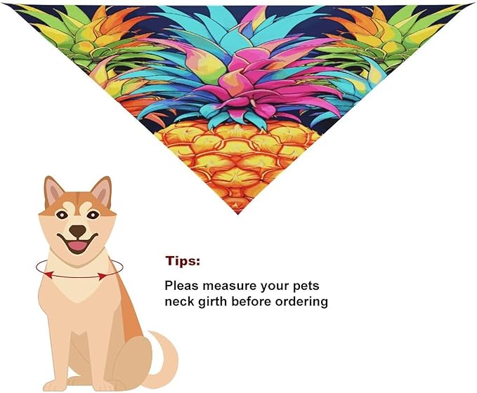 Dog Bandana Spring Pet Scarf Adjustable Triangle Colorful Pineapple Printing Dog Bib Washable Polyester Puppy Bandana for Small Medium Large Dogs Cat Birthday Party Supplies