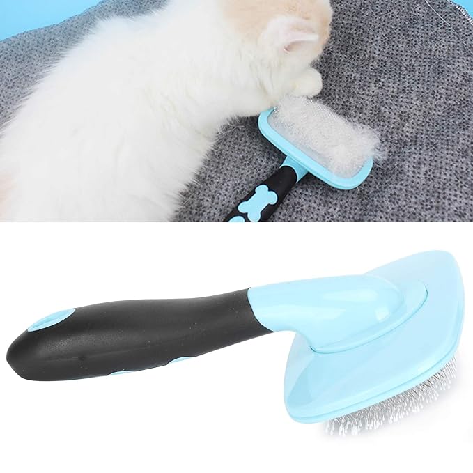 Pet Hair Comb, Cat Dog Removal Tool Brush Massage Comb, The Slicker Brush Easily Grooming Undercoat Without Scratching Skin, Ideal for Long and Short Hair, Boosts Shine and (With a little blue)