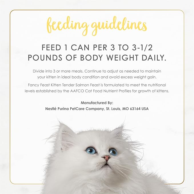Fancy Feast Purina Kitten Tender Salmon Feast Wet Kitten Food - 3 Oz. Cans,(Pack of 48)