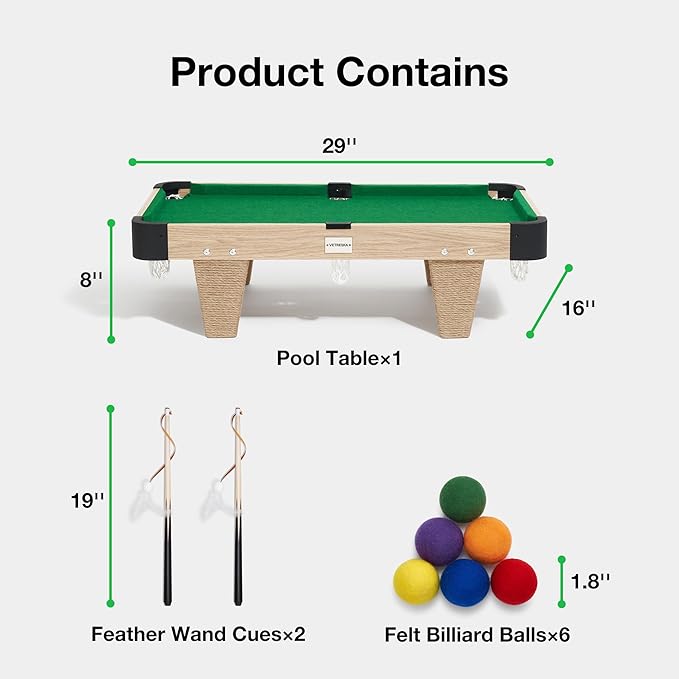 VETRESKA 4 in 1 Cat Toys Mini Pool Table, Gift for Cats, Feather Wand Toy Cat Billiard Ball Puzzle Toy, Pool Table with Scratching Post, Cat Interactive Exercise Play Rest Beds & Furniture