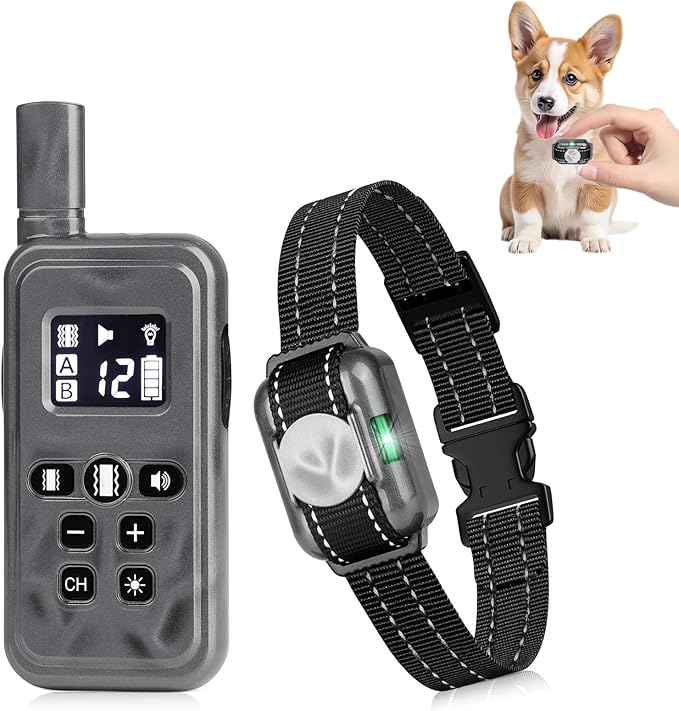 Small No Shock Dog Training Collar for Small Dogs 5-15lbs, Strong Vibrating Dog Collar Beep and Vibrate Only, Safe Lock Waterproof Rechargeable Vibration Collars for Dogs-No Prongs,Grey