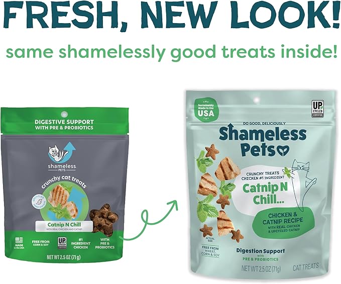 Shameless Pets Digestive Health Catnip Chicken Crunchy Cat Treats (Pack of 2)