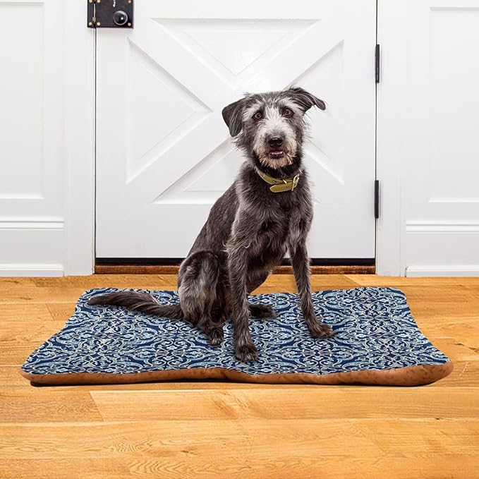 Dog Bed for Crate Washable Pet Sleep Pad, Floral Motif Kennel Mat with Non-Slip Bottom, Soft Fluffy Supplies Pet for Dogs and Cats (24x18 inch)