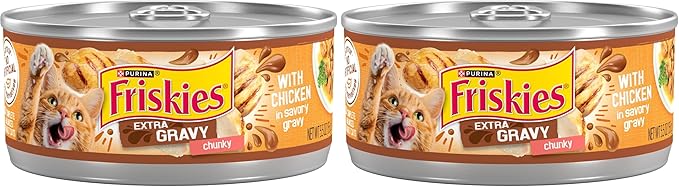 Friskies Purina Extra Gravy Wet Cat Food Chunky Chicken in Savory Gravy - 5.5 oz. Cans,(Pack of 48)
