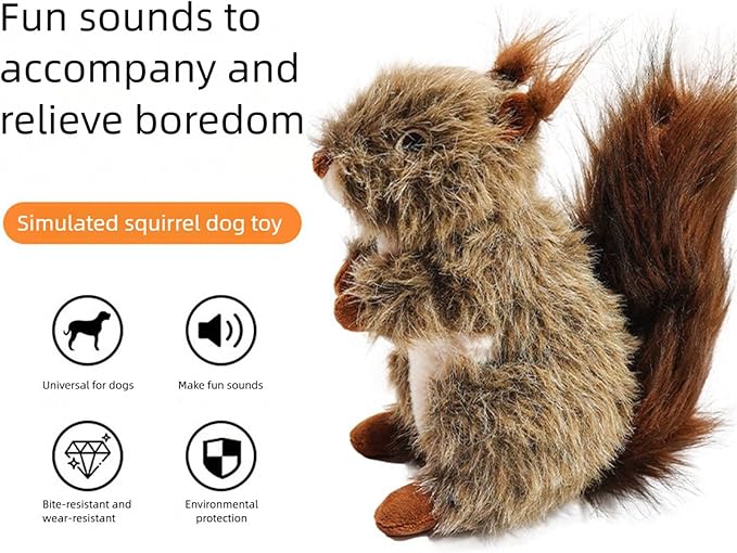 Realistic Squirrels Dog Toy with Squeaker Sound Interactively Pet Supplies for Anxieties Reliefs and Boredom Dog Anxieties Reduction Toy