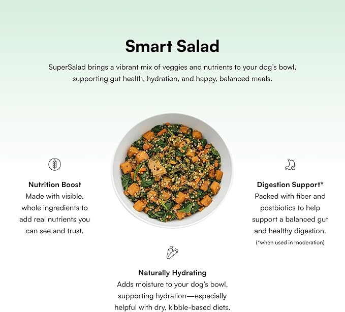 Pawco SuperSalad for Dogs – Supports Hydration, Digestion & Overall Health – Veggie-Packed Meal Topper with Whole Vegetables, Flaxseed, Omega-3 & Postbiotics – Pack of 8 x 7oz