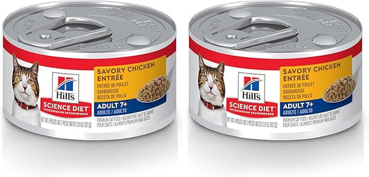 Hill's Science Diet Adult 7+,Senior Adult 7+ Premium Nutrition,Wet Cat Food,Chicken Minced,2.9 oz Can,(Pack of 48)
