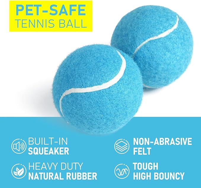 Prime Pets Tennis Balls for Dogs 6 Pack 2.5”, Durable Dog Toys for Training, Fetch & Outdoor Play, Squeaky Balls for Dogs Small and Medium with High Bounce, Interactive Pet Fetch Ball