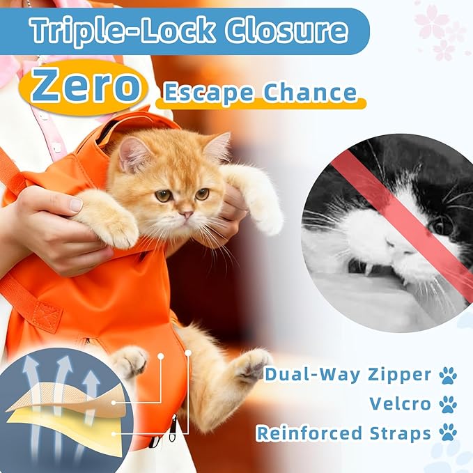 Waterproof Cat Grooming Restraint Bag - Anti-Scratching for Claw Care & Nail Trimming, Ideal for Cat Medical Examination (Orange, S)