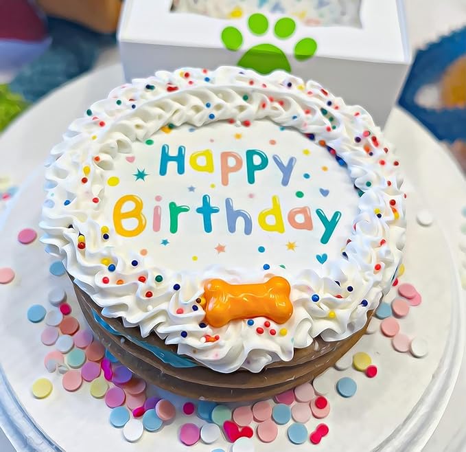 Dog Birthday Cake- Handmade Crunchy Cookie Treat- Made Fresh- Handmade with Love- Perfect Dog Party Gift Boxed, Iced and Decorated