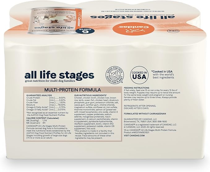 Canidae All Life Stages Premium Wet Dog Food for All Breeds, All Ages, Multi-Protein with Chicken, Lamb & Fish, 13 oz. (Case of 6)