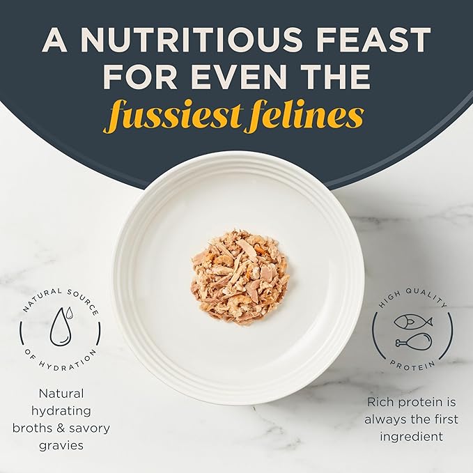 Reveal Natural Wet Cat Food, Limited and Natural Ingredients, Grain Free, High Protein with No Artificial Additives, Tuna Fillet with Shrimp in Broth (18 x 2.12 oz Easy Peel Pots)