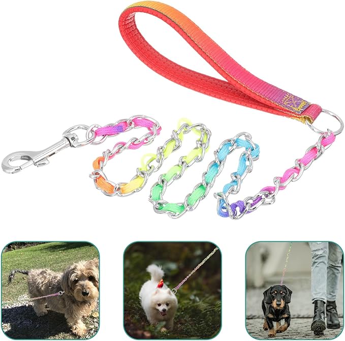 Sturdy Wear-Resistant Metal Chain Dog Leash 3.0mm Sturdy Portable Puppy Walking Leash for Outdoor Pet Supplies