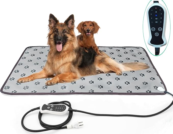 Pet Heating Pad Keep Dogs Cats Warming Extra Large Smart Timer Precise Temperature Control Waterproof Durable Material Easy Cleaning