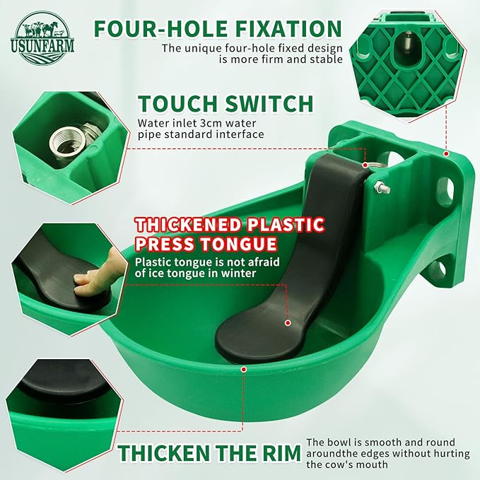 1pcs Automatic Livestock Waterer Bowl Water Trough Outdoor Cow Plastic Sink Horse Sheep Cattle Drinking Bowl Pet Feeding Bowls（Green） ﻿