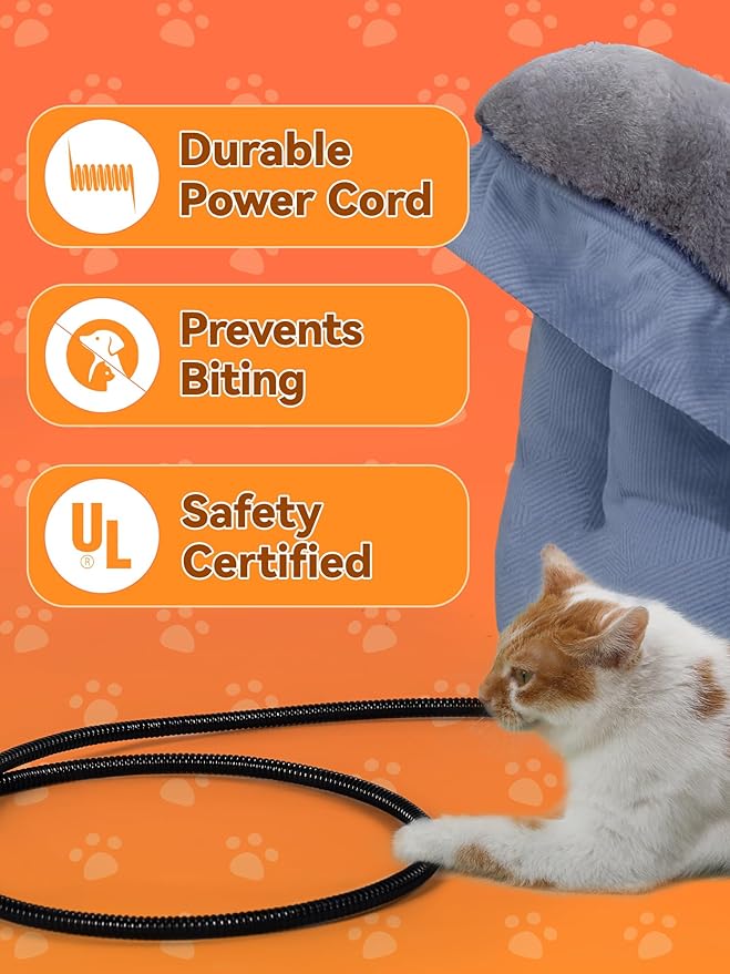 Rywell Heated Cat Bed, Large Versatile Heated Cat Bed Indoor,Soft & Cozy for All Seasons, Always Perfect Temperature with Overheat Protection Pet Bed for Cats & Small Dogs