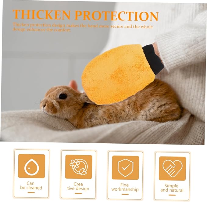 2pcs Pet Bite Resistant Gloves Thicken Protection Gloves for Hamster Bathing Grooming Training Soft Fleece Material for Comfort and