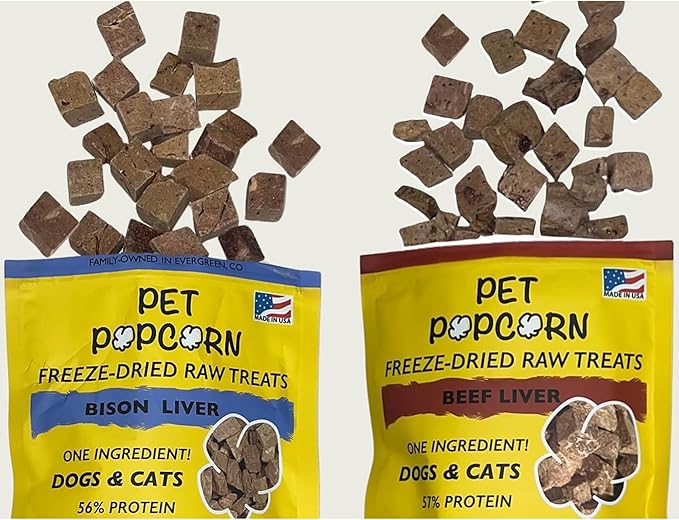 Freeze-Dried Raw Treats - Bison Liver - 2.5oz Bag, Dog & Cat Snacks, Single Ingredient, Natural, Pet Food Topper, Protein‑Packed Meat