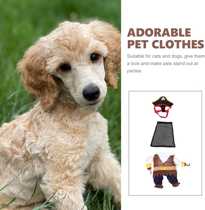 VILLCASE Pirate Dog Costume Halloween Cosplay Outfit Puppy Pirate Clothes Dog Apparel Pet Supply