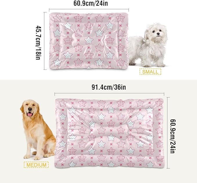 Dog Bed for Crate Washable Pet Sleep Pad, Stars Kennel Mat with Non-Slip Bottom, Soft Fluffy Supplies Pet for Dogs and Cats (36x24 inch)