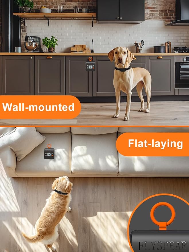 Wireless Pet Barrier with 2 Transmitters - Rechargeable Indoor Barrier with 6 Adjustable Range Radius up to 7 ft, 6 Adjustable Safe Static Intensity, Electric Fence System for Dogs with Hook-Black
