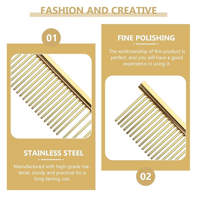 Kichvoe 3pcs Multi-function Pet Comb Set with Wear-resistant Stainless Steel Teeth, Lightweight Aluminum Dematting Combs for Dogs and Cats, Portable Grooming Tools for Puppy and Cat Hair