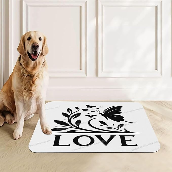 Pet Cat Dog Food Mat Absorbent Dog Feeding Mat Happy Mother's Day Floral Gift Mom Hq No Stains Cat Food Mats Indoor Pet Accessories Supplies Dogs Placemat Water Bowl Mats with Rubber Backing 18X12In