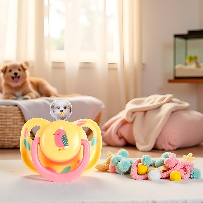 Pet Silicone Calming Pacifier, Dog Pacifiers for Small Dogs, Kitten Pacifiers, Puppy Teething Toys and Cat Chew Toys, Essential Pet Supplies, Puppy Essentials and Kitten Supplies (Chicks)
